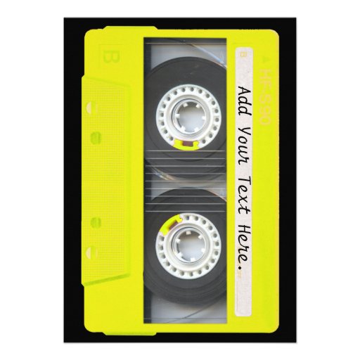 Yellow Neon Customizable Cassette Tape Custom Announcements
