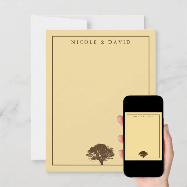 Yellow Oak Tree Personalized Couple Thank You Note Invitation Zazzle