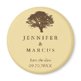 Yellow oak tree wedding announcement save the date fridge magnet