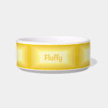 Yellow Ombre Rectangles Personalized Name Pet Bowl