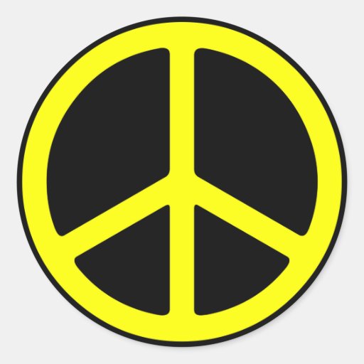 Yellow on Black Peace Sign Sticker | Zazzle