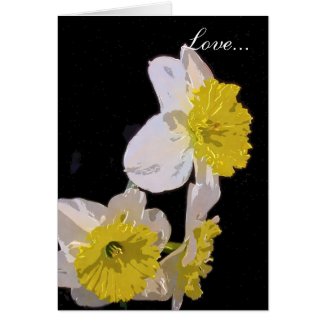Yellow on White Water Color Daffodil Greeting Cards