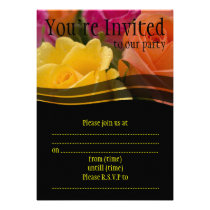 Yellow Orange and Pink Rose Flowers Invites