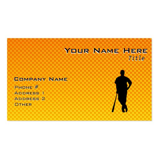 Yellow Orange Baseball Business Card Templates (front side)