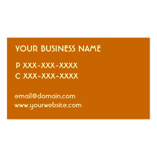 Yellow orange brown splash monogram custom cards business card template (back side)