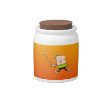 Yellow Orange Cartoon Golfer Candy Dish