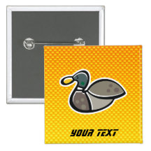 Yellow Orange Duck Pinback Button