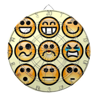 Yellow-orange Emoticons Dartboard With Darts