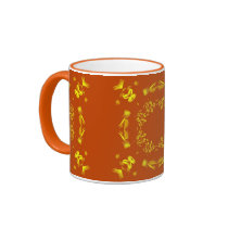 Yellow, Orange Floral Damasks Retro Pattern Coffee Mugs