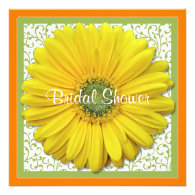 Yellow Orange Green Daisy Bridal Shower Invitation
