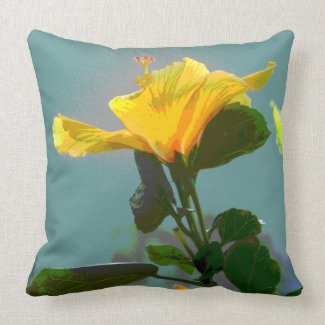 Yellow Orange Hibiscus Flower Pillows