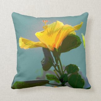 Yellow Orange Hibiscus Flower Pillows