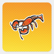 Yellow Orange Lobster Square Stickers