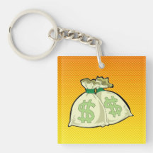 Yellow Orange Money Bags Acrylic Keychains