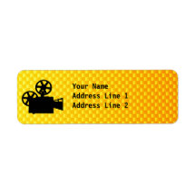 Yellow Orange Movie Camera Custom Return Address Label