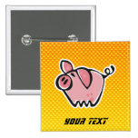 Yellow Orange Pig Button