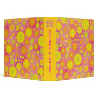 Yellow Orange & Pink Hippy Flower Pattern binder