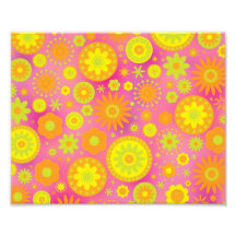 Yellow Orange & Pink Hippy Flower Pattern Photograph