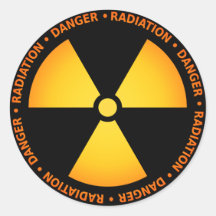 Yellow/Orange Radiation Symbol Sticker