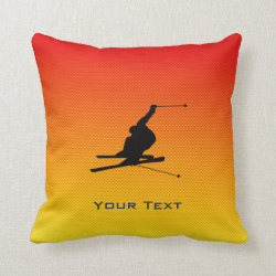 Yellow Orange Snow Skiing Throw Pillow