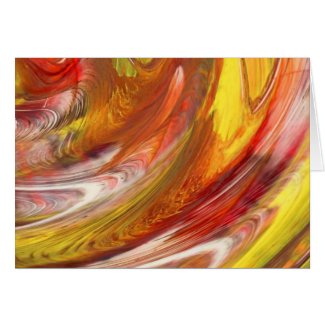 Yellow orange white smear abstract swirl card
