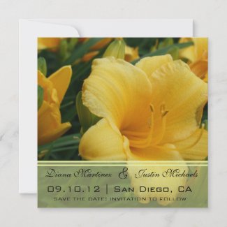 Yellow Orchid Flowers Save the Date invitation