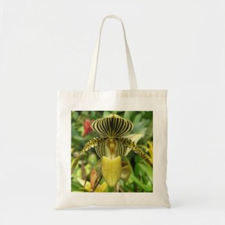Yellow Orchid with yellow and black stripes Tote bag