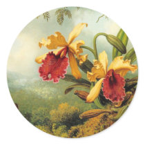 Yellow Orchids Round Stickers
