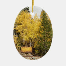 yellow ore cart christmas tree ornament