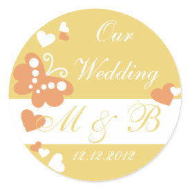 Yellow Our Wedding Monogram Sticker sticker