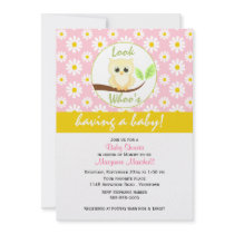 Yellow Owl and Daisy Print Baby Shower Invitation invitations