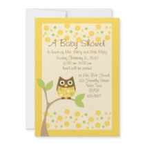 Yellow Owl Baby Shower Invitation