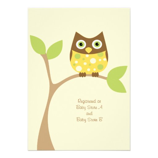 Yellow Owl Baby Shower Invitation