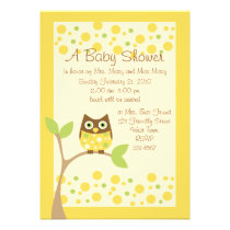 Yellow Owl Baby Shower Invitation invitations