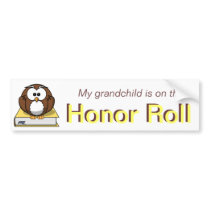 Yellow Owl Grandchild Honor Roll Bumper Sticker