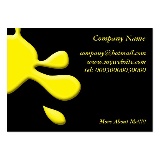 Yellow Paint Splodge Business Cards (front side)