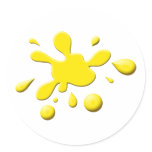 Yellow Paint Splodge Round Sticker