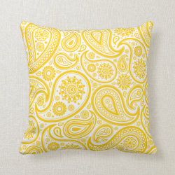 Yellow Paisley Floral Pattern Pillow