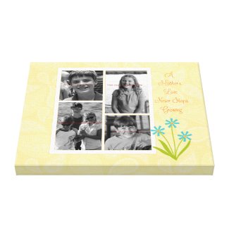 Yellow paisley photo collage canvas for Mom. By Carla Schauer Designs on Zazzle