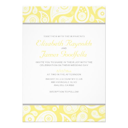 Yellow Paisley Wedding Invitations