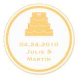 Yellow party cake wedding favor tag seal label sticker