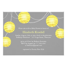 Yellow Party Lantern Baby Shower Invitation