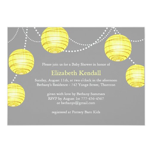 Yellow Party Lantern Baby Shower Invitation Zazzle