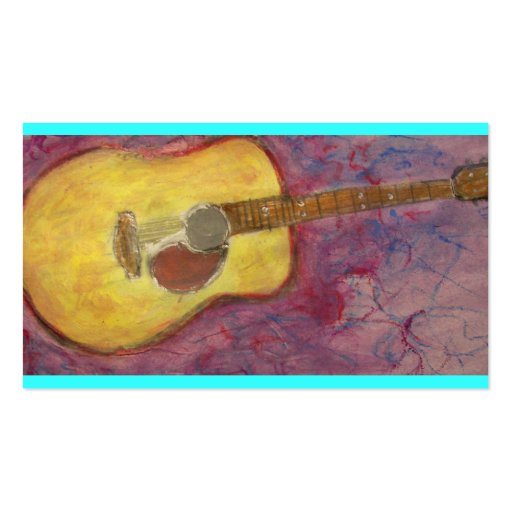 yellow patina acoustic guitar business card (front side)