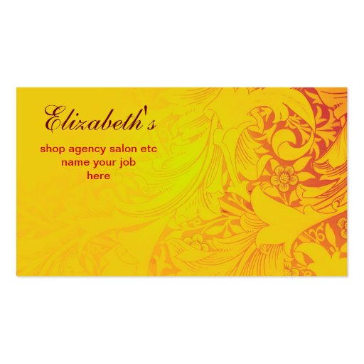 yellow patterned flowers business card (front side)