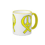 Yellow Peace Ribbon mugs