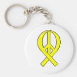 Yellow Peace Ribbon keychains