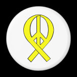 Yellow Peace Ribbon magnets