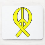 Yellow Peace Ribbon mousepads