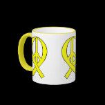 Yellow Peace Ribbon mugs